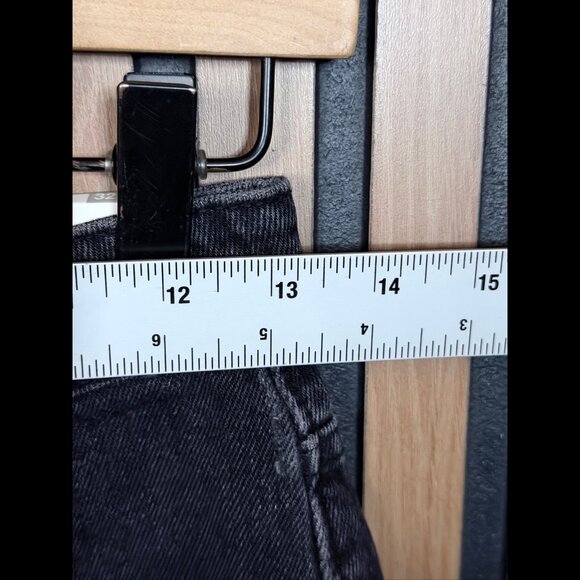 New Zara Jean Shorts 00 Womens Black Mid Rise Cut Off Denim Frayed Button Fly - Picture 3 of 10